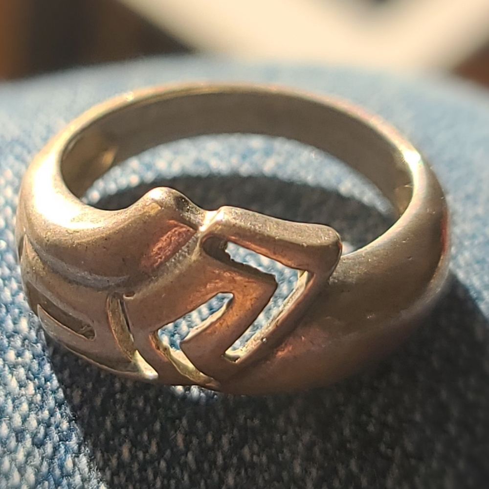 Vintage Sterling Silver Greek Key Ring 1980s 925Size 8